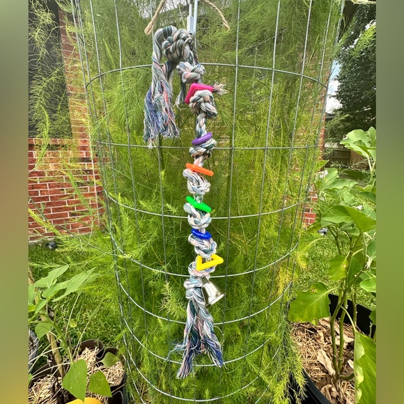 Other - Handmade - Medium Knotty Colorful Rope Bird Toy with Bell